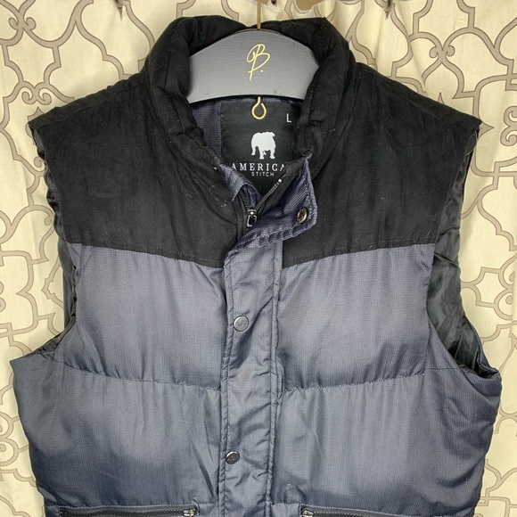 American Stitch black vest puffer vest puffy large - Picture 1 of 5